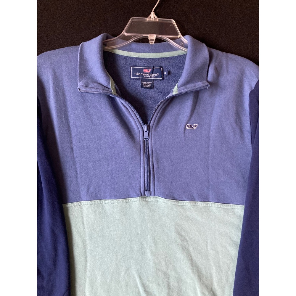 Vineyard Vines 1/4 Zip Pullover Sweatshirt Colorblock Men's Medium Blue Green